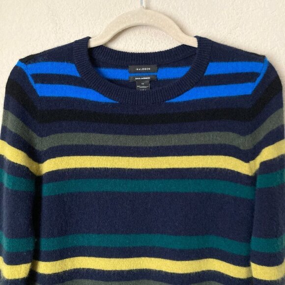 Halogen 100% Cashmere Striped Essential Sweater - Picture 2 of 8